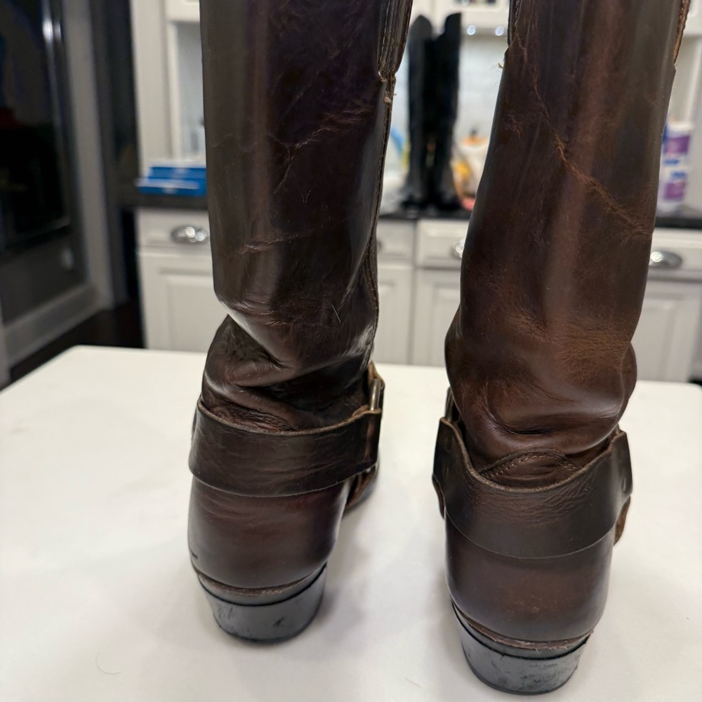Frye Brown Leather Combat Boots - Picture 6 of 13